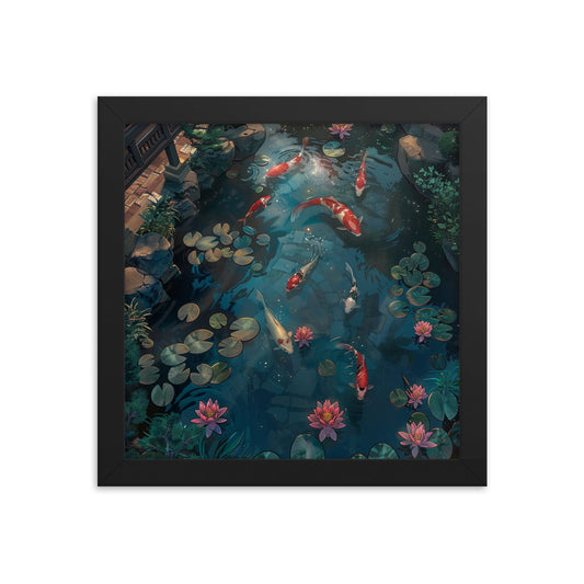 "Nishikigoi Pond" - Framed Poster