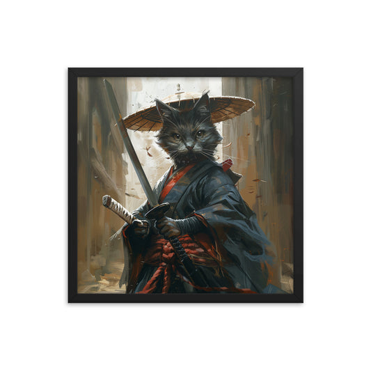 "Feline Swordsman" - Framed Poster